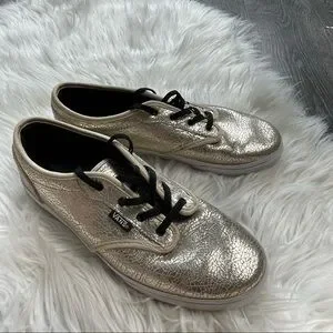 Vans Shoes Vans Atwood Sneakers Cracked Leather Gold Metallic